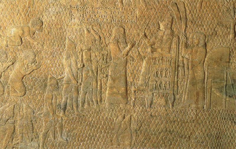 unknow artist Relief aus dem Palast des Konigs Sanherib von Assur in Ninive,Syrien(dessen Berater Ahiqar war) oil painting picture